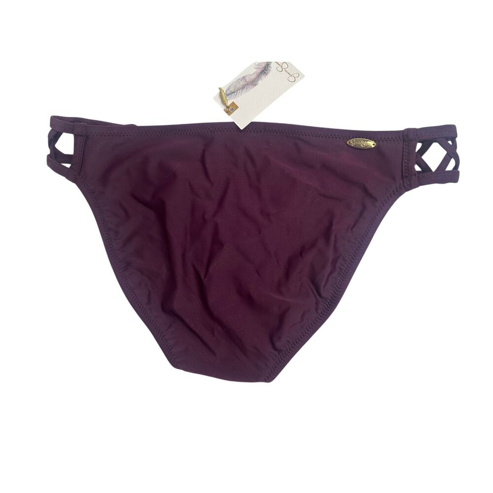 Jessica Simpson NWT Purple Strappy Bikini Bottom M Medium Vacation Swim Low Rise